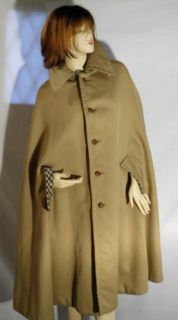 Joan Leslie Vtg Reversible Wool Gabardine Cape Coat
