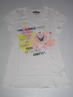 Womens Mr Bubble Bubble Soap White Shirt Tee Drawing Tshirt New
