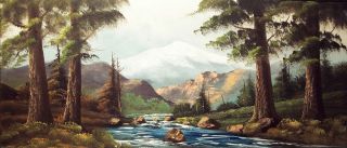 John Aubrey Speer Huge Original Oil Mountain Landscape Painting