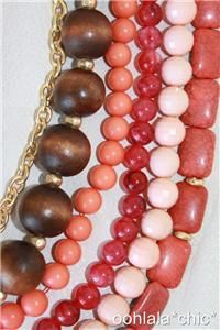 Calypso St Barth Target Multi Strand Necklace Coral