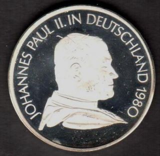 POPE JOHN PAUL II IN DEUTSCHLAND 1980 SILVER MEDAL 14 8 GRAMS SEE