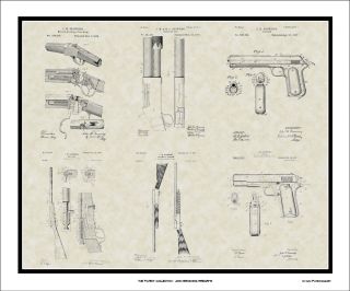 Patent Art Poster John Browning Firearms Gun Hunter Shooter Print Gift