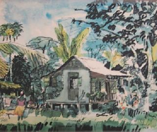 John Newel Lewis Barbados Framed Watercolor Lithograph