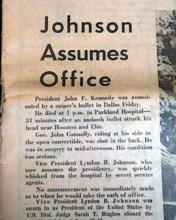 Best 1963 JOHN F. KENNEDY JFK ASSASSINATION Rare Dallas TX Texas Old