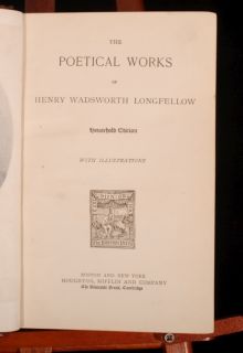 1891 Poetical Works Henry Wadsworth Longfellow Illustrated