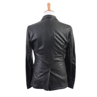 John Galliano Leather Black Sport Coat Blazer Jacket US s EU 48
