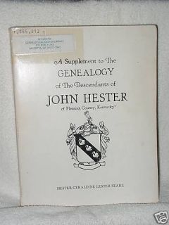 John Hester Fleming County Kentucky Genealogy Books  