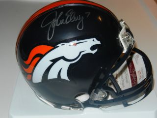 John Elway Autographed Denver Broncos Mini Helmet JSA COA  