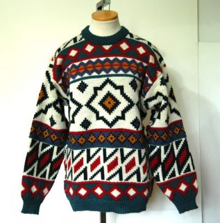John Molloy Ireland MNS Patterned Wool Sweater L  