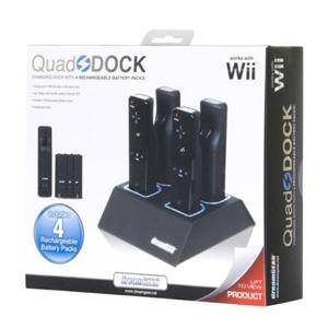 Wii Remote Rechargeable Battery Quad Dock Charger Black  