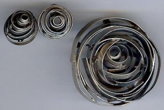John Lewis Vintage Modernist Sterling Silver Spiral Pin Earrings  
