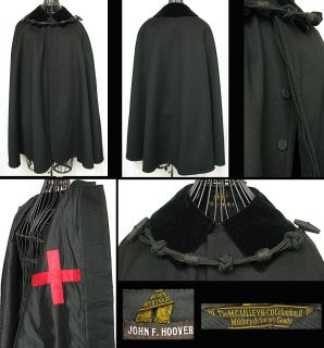 Vintage Early 1900s MASONIC Wool Dress Cape KNIGHTS TEMPLAR The M C Lilley Co  