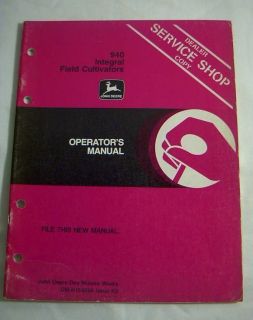 John Deere Operators Manual Integral Field Cultivators Model 940  