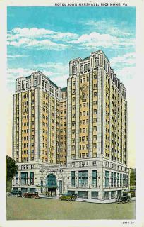 Richmond Virginia VA 1929 Hotel John Marshall Vintage Postcard  