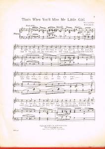 Vintage Sheet Musicthat's When You'll Miss Me Little Girl Otto John Heinzman  