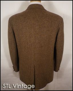 vtg 70s JOHN WEITZ brown WOOL TWEED HERRINGBONE SPORTCOAT BLAZER jacket SZ 44 R  