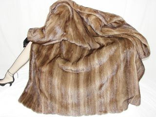 Shiny Designer John Ross Brown Lunaraine Mink Fur Coat Jacket 61" Sweep  