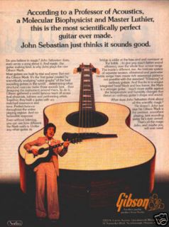 John Sebastian Gibson Mark Pinup Ad Vtg Acoustic Guitar  