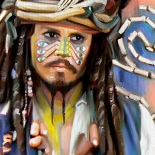 PIRATES of CARIBBEAN Jack Sparrow Depp painting CANVAS ART GICLEE PRINT Medium  