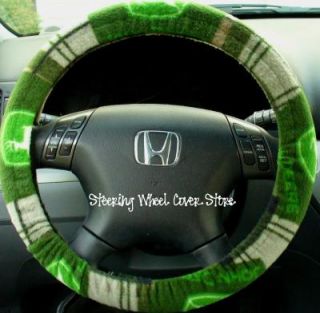Car Steering Wheel Cover Soft Green John Deere Print  