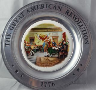 AMERICAN REVOLUTION DECLARATION OF INDEPENDENCE JOHN TRUMBULL PLATE PEWTER  