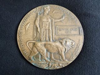 WW1 Death Plaque Patrick John Loye Irish Soldier Killed at Ypres 1916 Po 26A  