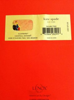 Kate Spade Hors D'Oeuvres Tray "Cocktails Anyone " Lenox MSRP $75 00 New in Box  