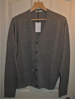 John Smedley Daimler Cardigan Silver Grey LARGE Brand New With Tags RRP 160  