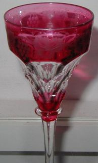 RARE Signed Antique John Walsh Red Glass Wine Stem  