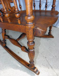 Fancy Victorian Carved Oak Rocking Chair Rocker Antique  