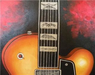 Oil Painting Gibson Guitar Piano MUSIC ABSTRACT CONTEMPORARY ART by Guillemette  