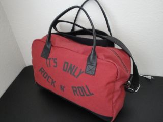 New John Varvatos Star USA Red It's Only Rock N Roll Canvas Leather Duffle Bag  