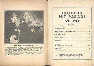Hillbilly Hit Parade of 1943 Radio Song Book  