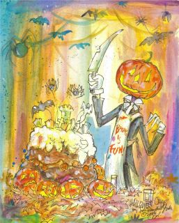 Bake A Halloween Cake Halloween King Pumpkin Jack Signed Print by John R York  
