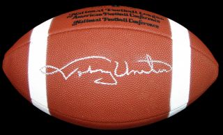 L K Superb Johnny Unitas Signed Football Baltimore Colts PSA DNA  