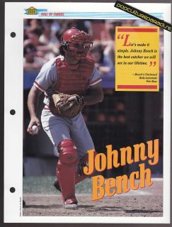 JOHNNY BENCH Cincinnati Reds Baseball 8x10 SHEET CARD  
