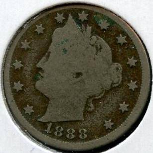1888 US Liberty V Nickel B1809  