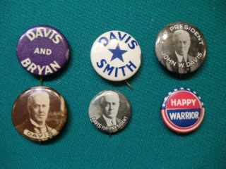 1924 John w Davis Pin Button Collection Al Smith Included  