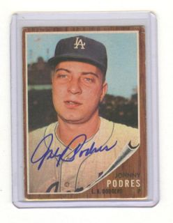 1962 Topps 280 Johnny Podres Autograph Auto Dodgers  
