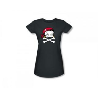 Betty Boop Pirate Jolly Roger Skull Cartoon Classic Juniors T Shirt Tee  