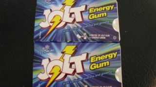 Lot of 2 Packs of Jolt Icy Mint Caffeine Energy Gum 12 Pieces Per Pack  
