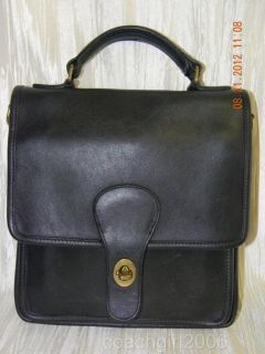 Coach Classic Vintage Black Leather and Brass Messenger Handbag Purse GUC  