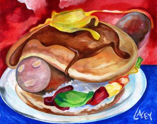 New Johnsonville Delicious Chicken Sausage Pancakes Art Artwork Painting Lacey  
