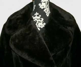 Plush Vintage Davis of Boston Jonathan Logan Black Faux Fur Coat M L  