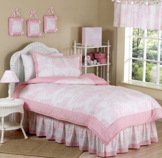 Sweet JoJo Designs Cheap Pink Toile Teen Kids Twin Sized Girl Bedding Set Room  
