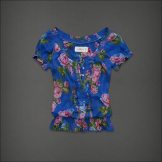 Abercrombie Fitch Women Sheer Floral Peasant Boho Top Shirt Blouse Jorie  