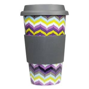 JONATHAN ADLER Eco Friendly THERMAL TRAVEL MUG coffee tea cup FLAME NEW ceramic  