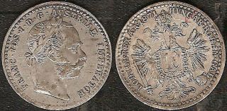 Austria 10 Kreuzer 1871 Vienna Silver VERY RARE Emperor Franz Joseph I Error  
