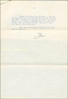 Joseph P Kennedy SR Typed Letter Signed 08 22 1952  