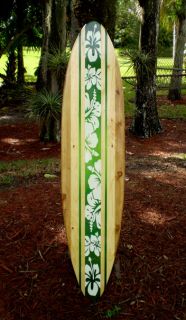 Tropical Green 5 Foot Longboard Wooden Surfboard Art  